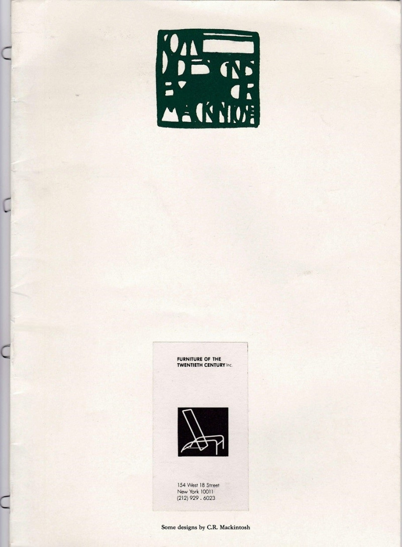Image for Furniture of the Twentieth Century Inc. catalog: "Some designs by C.R. Mackintosh" (B.D Barcelona / EIX)